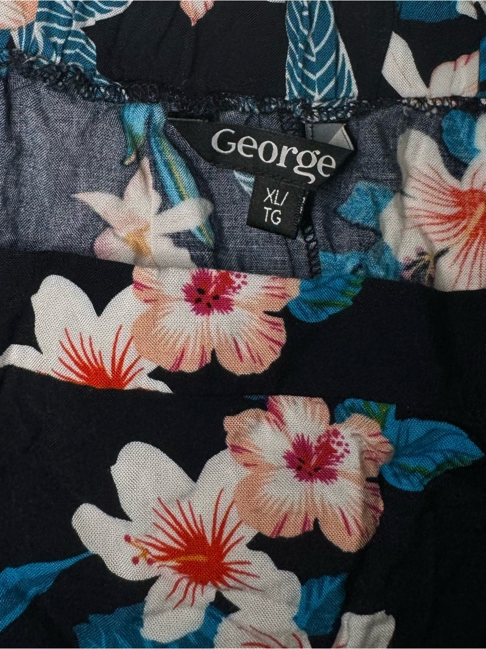 Wrap Skirt GEORGE Floral with Teal and Pink Flowers - Tropical Summer Party - Picture 3 of 8